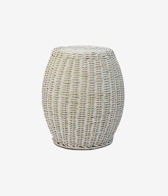 Wash White Wicker Side Table